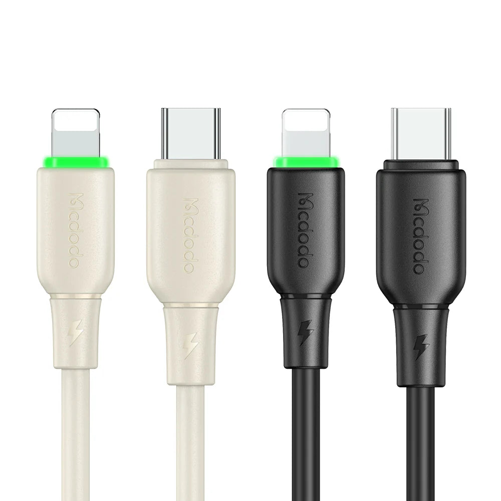 Mcdodo 36W USB C to Lightning Data Cable with LED 1.2m - Black & Beige Mcdodo 36W USB C to Lightning Data Cable with LED 1.2m - Black & Beige