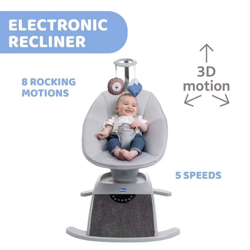 مقعد هزاز Chicco Comfy Wave – Silverspring، مريح وآمن للرضع