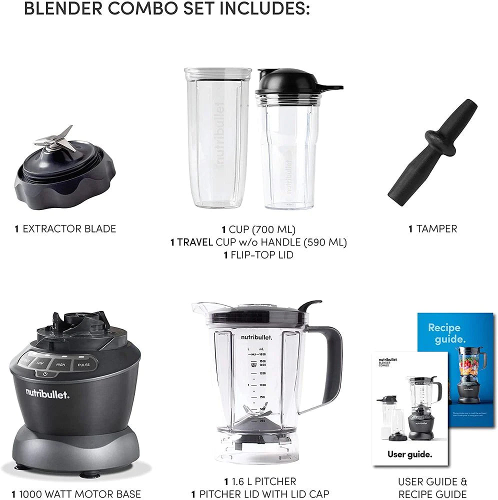 Nutribullet Combo 1000W / Multi-Function High-Speed Blender / Mixer System  - Dark Grey