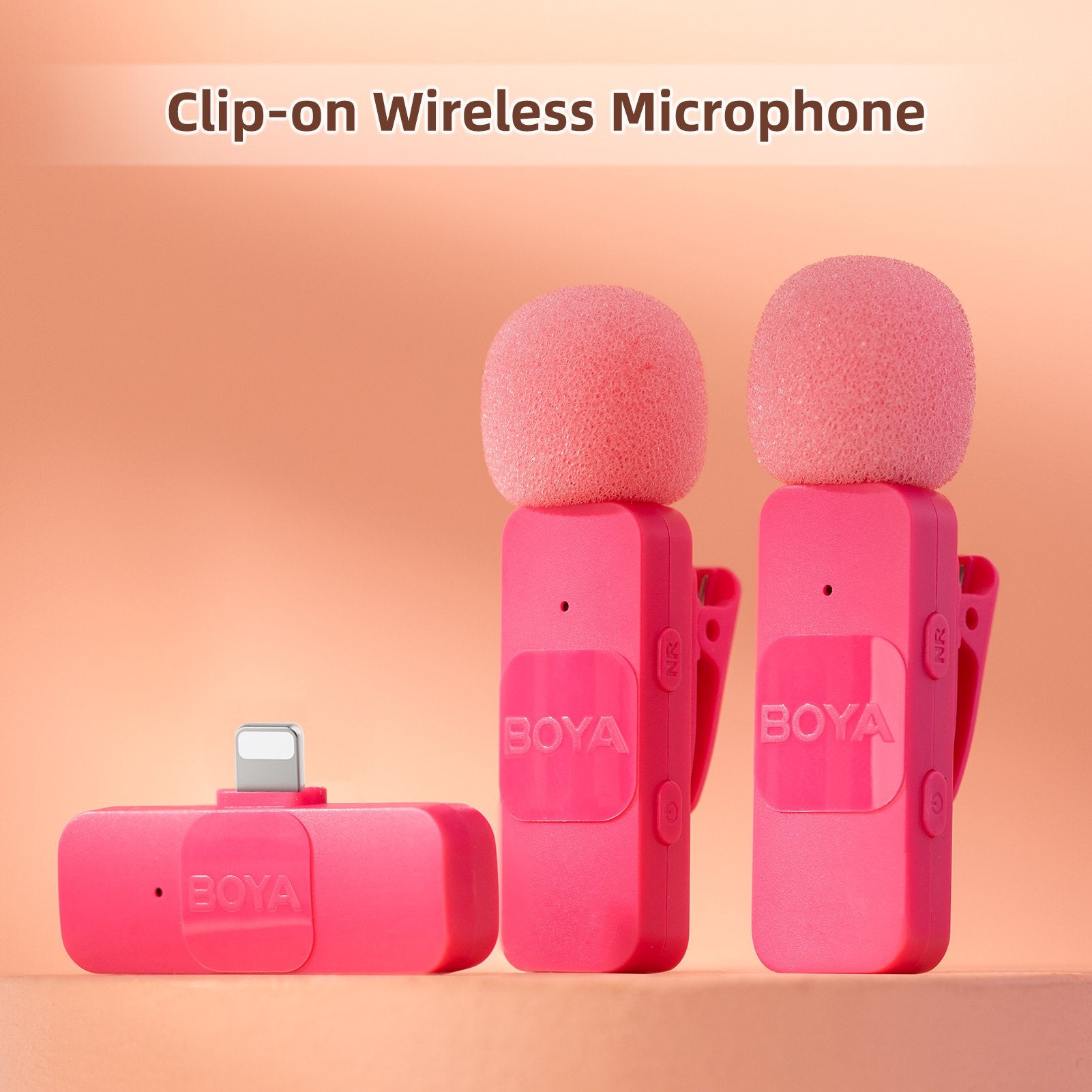 BOYA BY-V1 Ultracompact 2.4GHz iPhone Wireless Microphone System (One Mic) - Pink