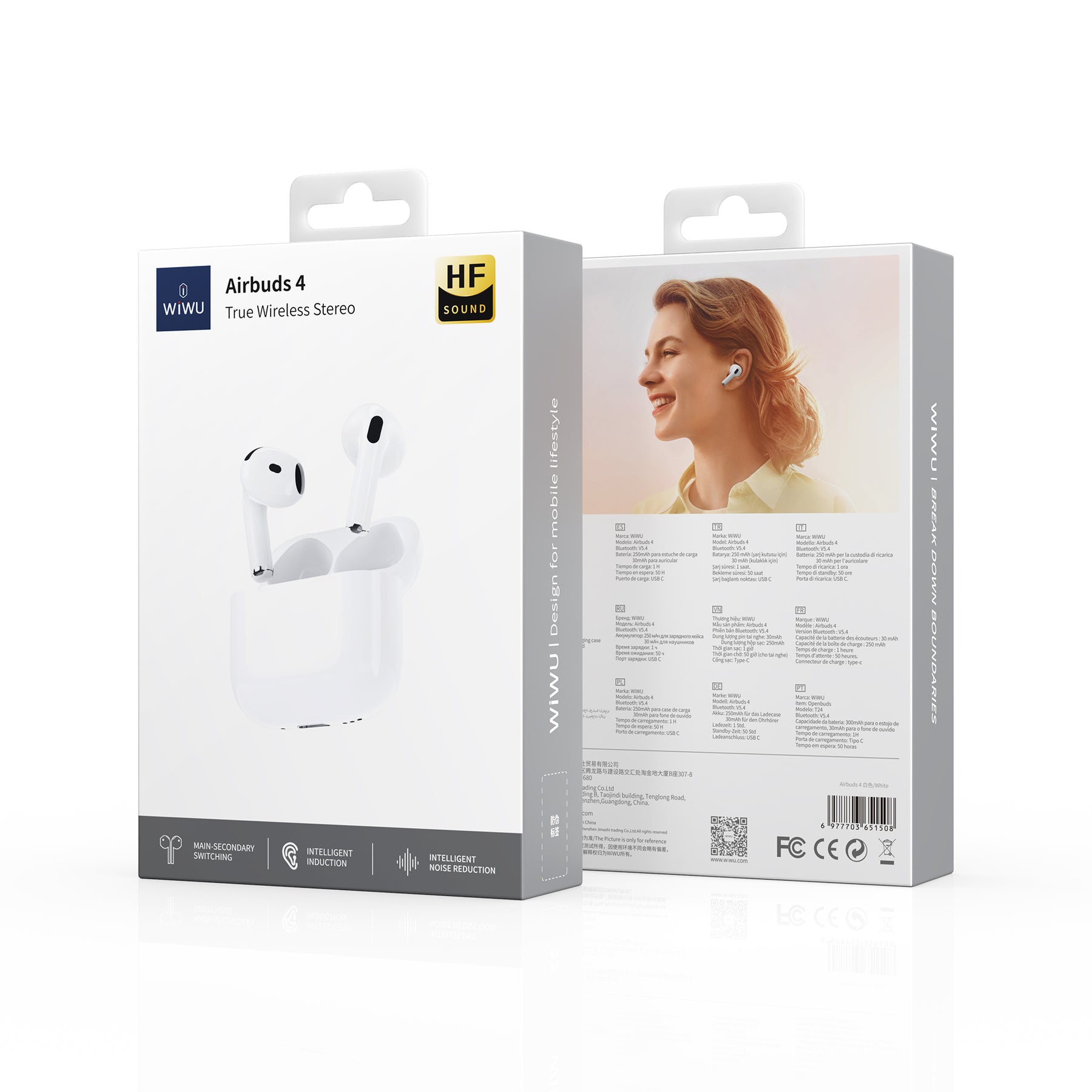 WIWU Airbuds 4 Type-C Wireless Comfort & Crystal Sound - White WIWU Airbuds 4 Type-C Wireless Comfort & Crystal Sound - White