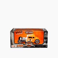 Maisto Harley Davidson 1929 Ford Model A with White Flame Orange Die-Cast Motorcycle – 1:24 Scale