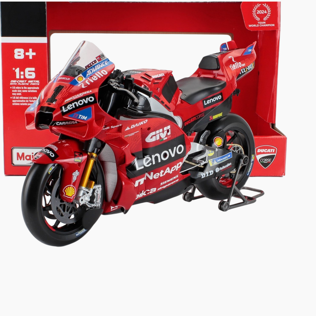 Maisto Ducati Lenovo Team 2024 Die-Cast Motorcycle – 1:6 Scale
