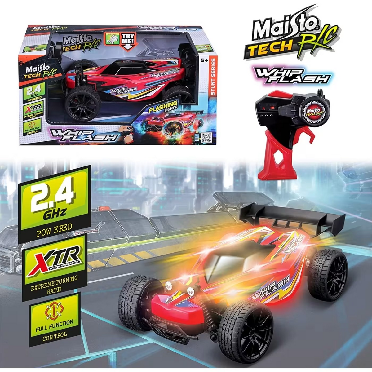 Maisto Whipflash – 2.4 GHz (incl Cell Batteries) Remote Control Car