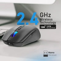 Promate Kitt Wireless Mouse, Ergonomic 500mAh Rechargeable LED Backlit Mice