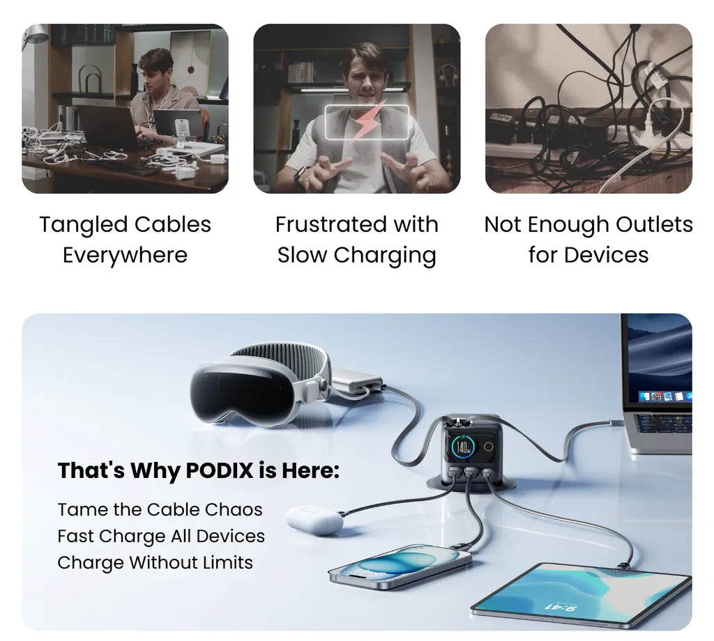 JOYROOM PODIX JR-TRD01 140W 5-in-1 GaN Charging Station - Grey