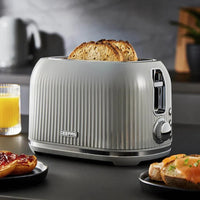 Geepas Fluted 2-Slice Toaster, 6 Browning Levels, Grey GBT36558UK-GR