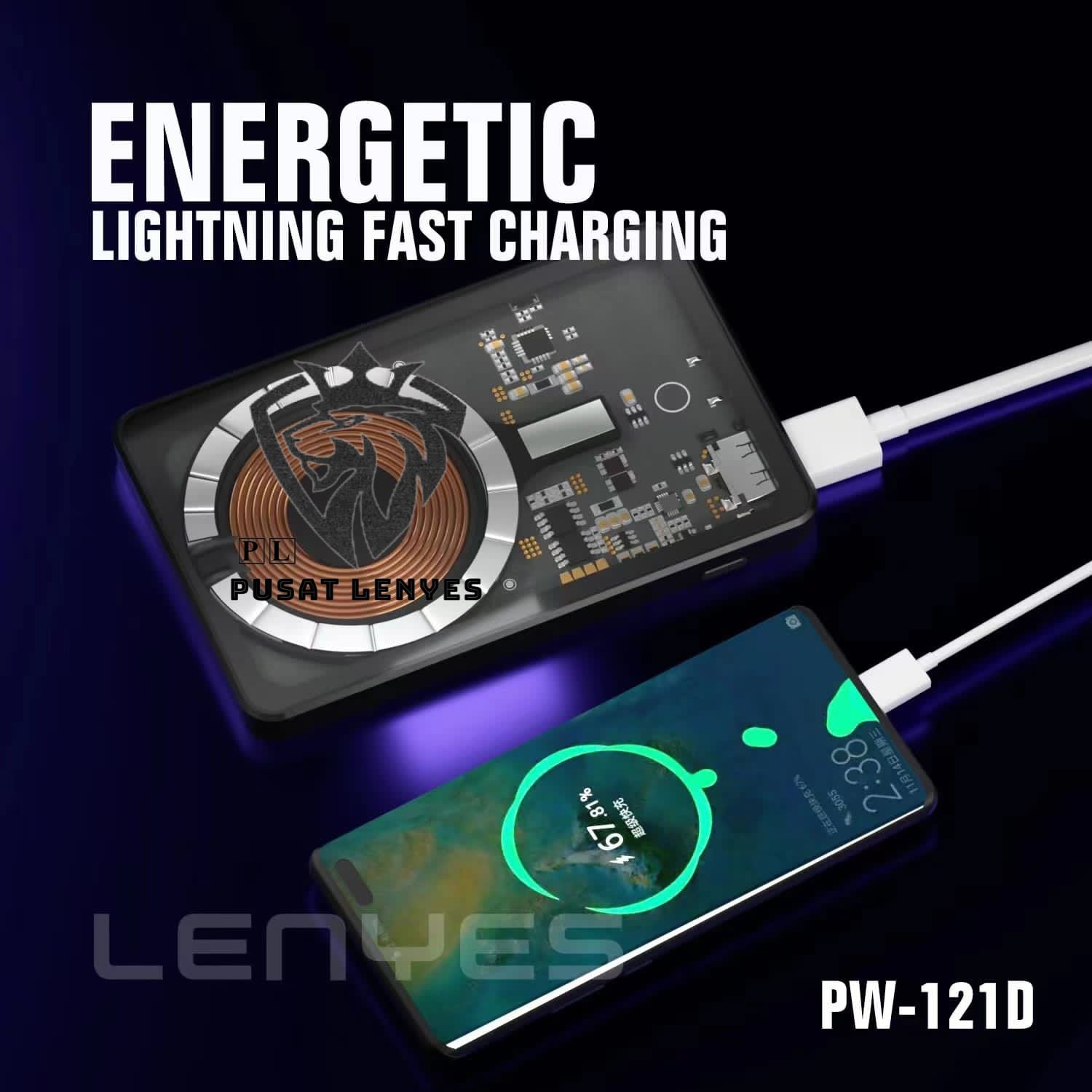 LENYES Powerbank Wireless Fast Charging 15W 10000mAh