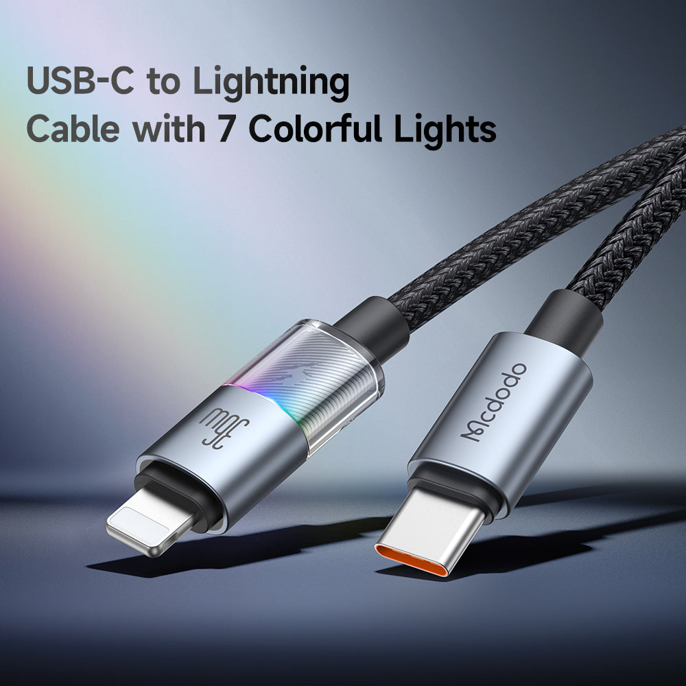 Mcdodo CA-8190 USB-C to Lightning RGB Cable – 36W Fast Charging Mcdodo CA-8190 USB-C to Lightning RGB Cable – 36W Fast Charging