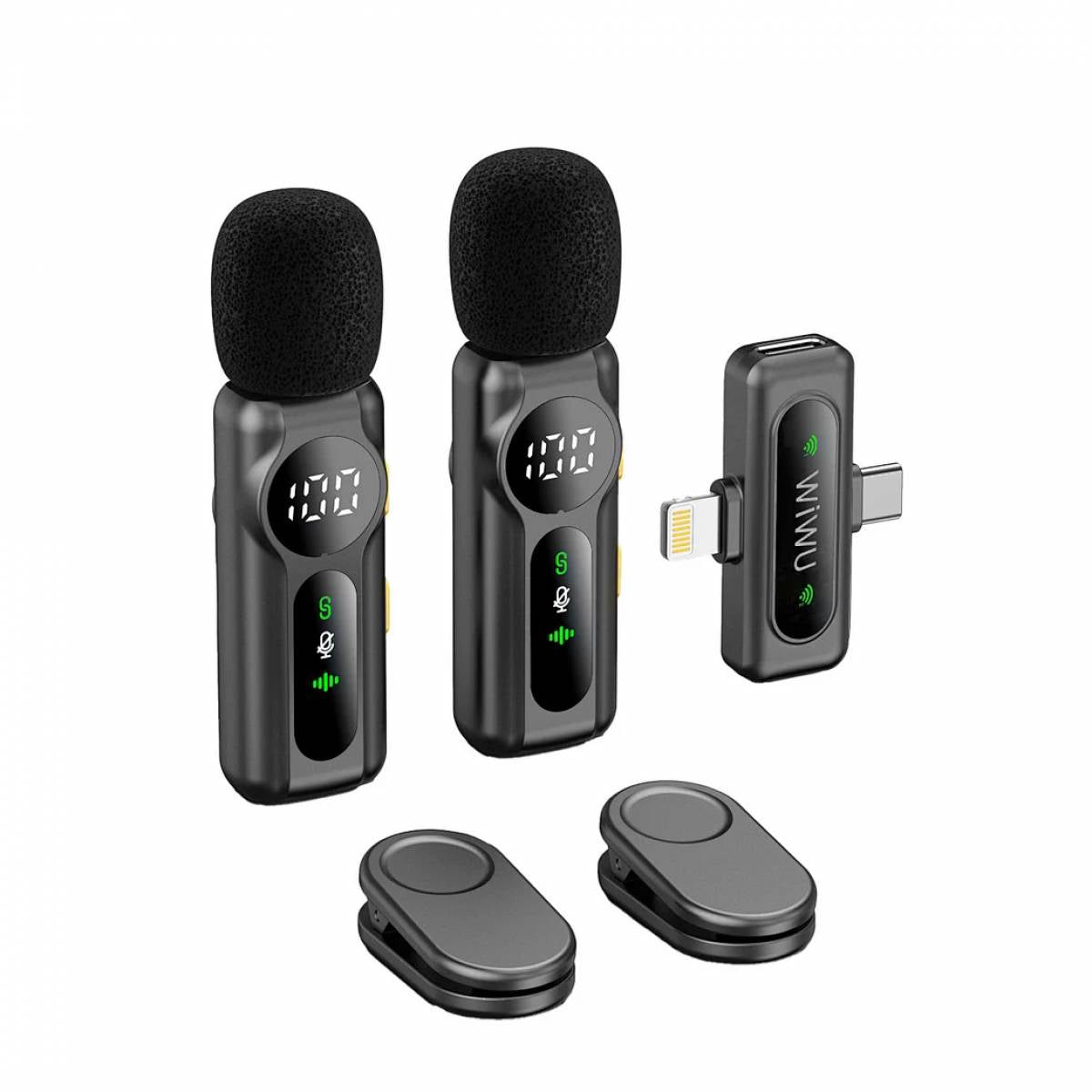 WiWU Wi-WM007 Dual Wireless Lavalier Microphone with Noise Reduction