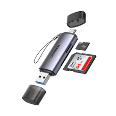UGREEN قارئ كروت USB-C + USB-A – يدعم SD وTF، متوافق مع iPhone 15/16
