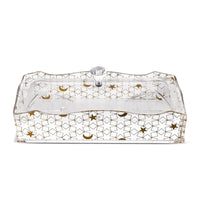 Al-Hoora Acrylic Cutlery Box - Transparent & Gold Elegant