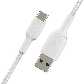 Belkin BoostCharge Braided USB-C to USB-A Cable (2m / 6.6ft, White)