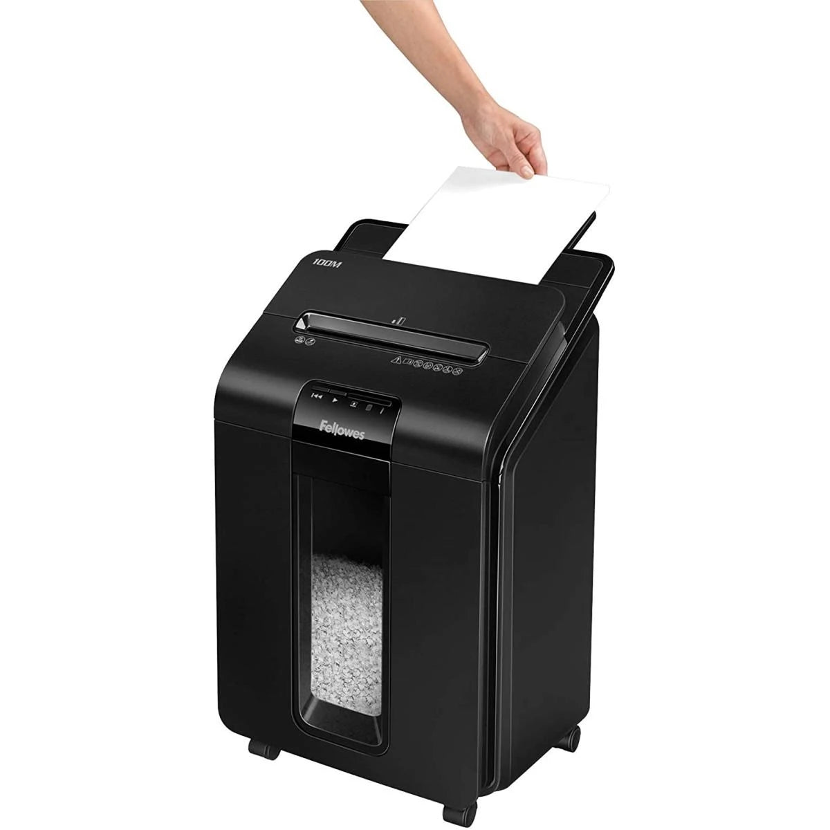 ماكينة تقطيع الورق Fellowes AutoMax 100M Mini-Cut Auto Feed لتقطيع ما يصل إلى 100 ورقة