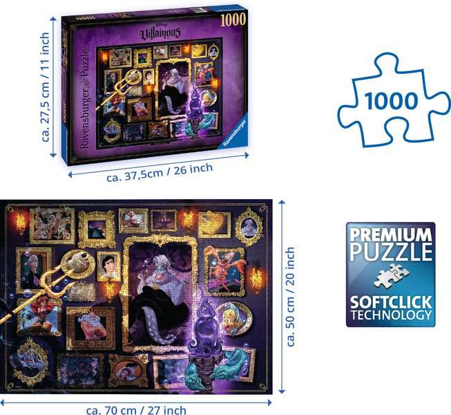 أحجية Ravensburger 1000 قطعة - ديزني: أورسولا الشريرة