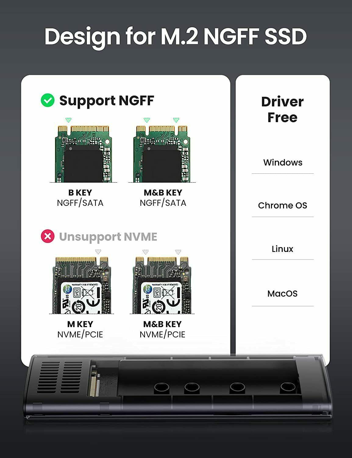 كابل USB-C إلى M.2 NGFF 5G Enclosure A TO C من UGREEN بطول 50 سم 10903