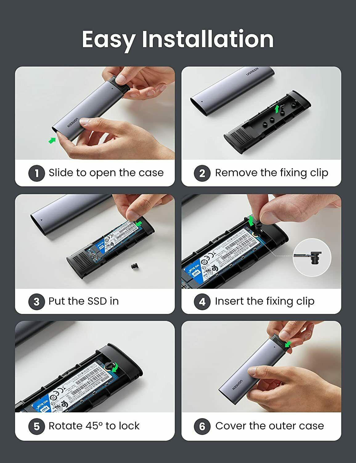 كابل USB-C إلى M.2 NGFF 5G Enclosure A TO C من UGREEN بطول 50 سم 10903