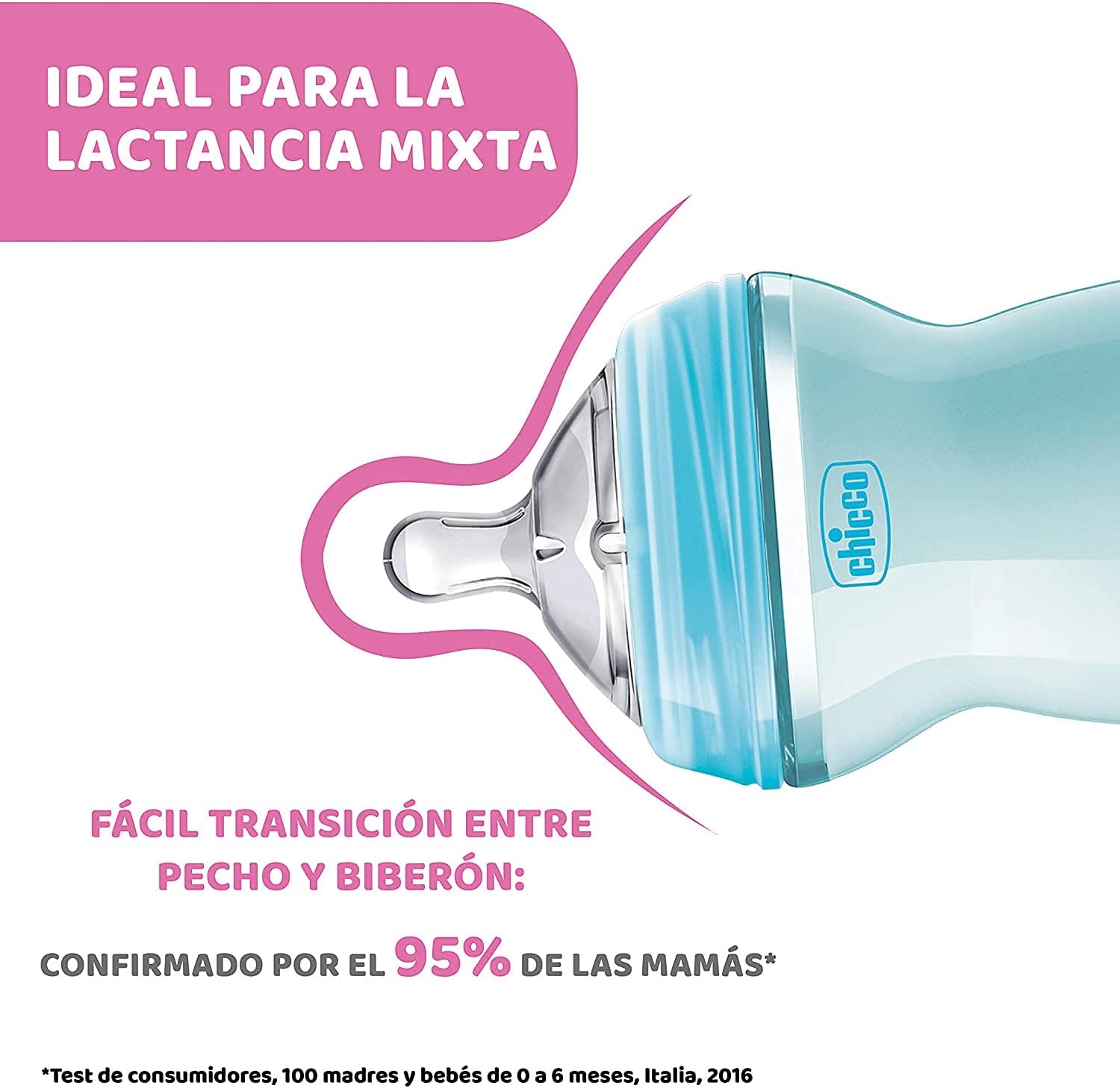 Chicco Natural Feeling Bottle 330ml Fast Flow 6M+ - Blue Chicco Natural Feeling Bottle 330ml Fast Flow 6M+ - Blue