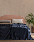 Madame Coco Lucille Single Size Bedspread – 100% Cotton, Navy & Refined Modern Weave