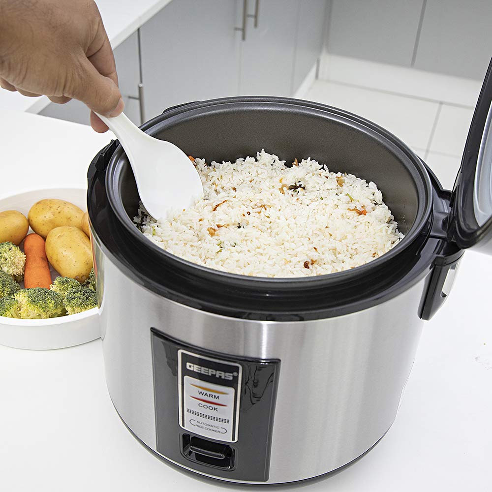 Geepas Rice Cooker 1.8L 700W Non-Stick Stainless Steel Geepas Rice Cooker 1.8L 700W Non-Stick Stainless Steel