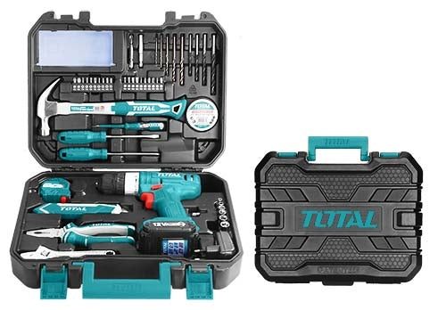 Total 127-Piece Household Tool Set with 12V Cordless Drill