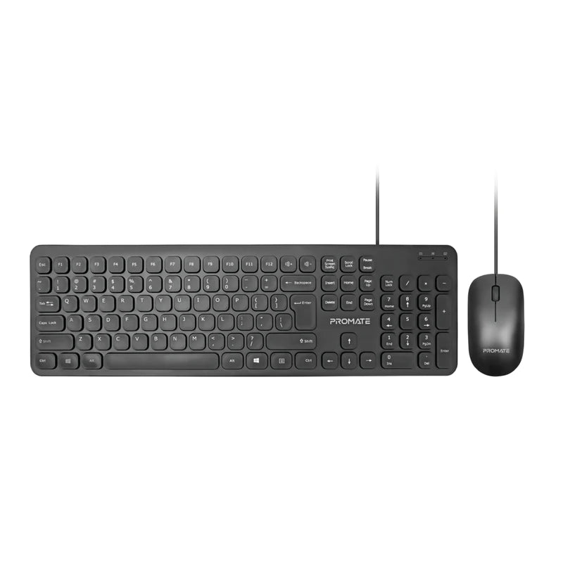 PROMATE Combo-KM2 Quiet Key Wired Compact KeyBoard & Mouse
