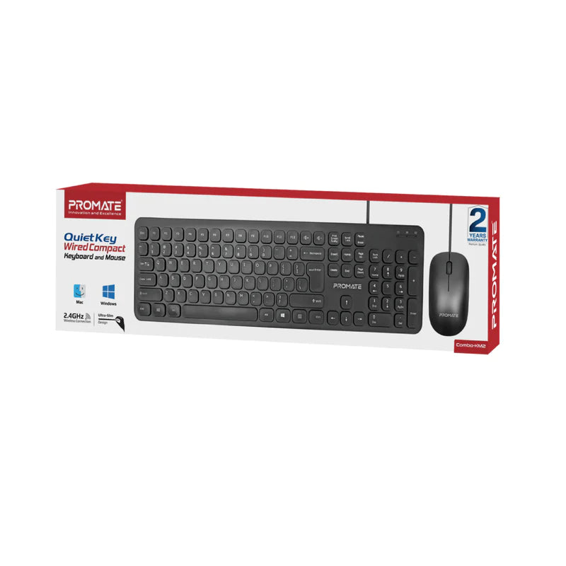 PROMATE Combo-KM2 Quiet Key Wired Compact KeyBoard & Mouse