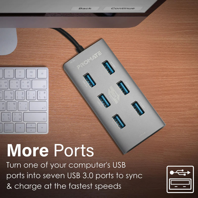 PROMATE EzHub-7 Aluminium Alloy Powered USB Hub
