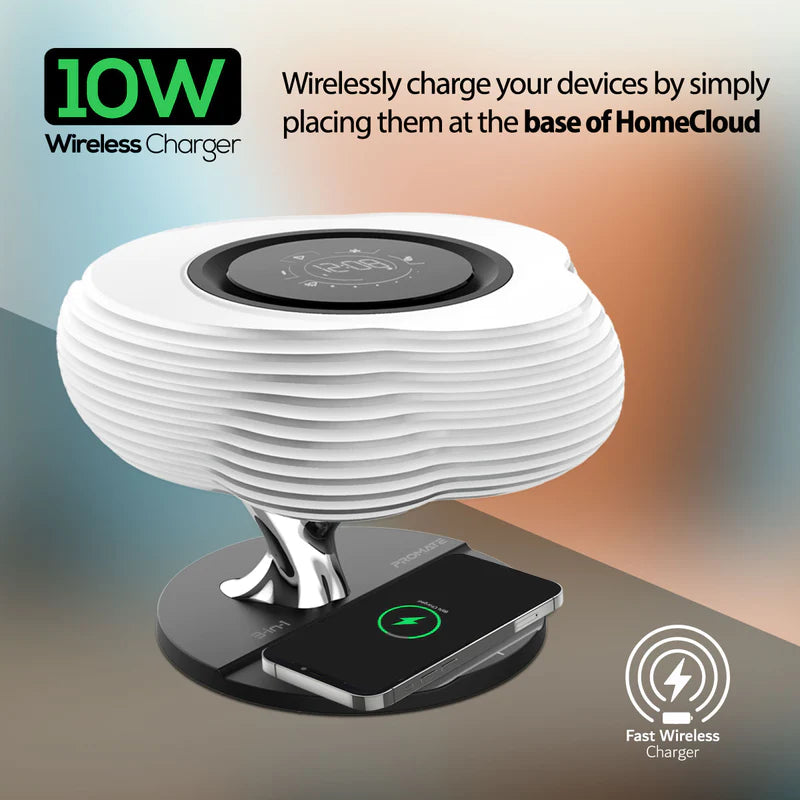 PROMATE HomeCloud 3-in-1 Cloud Design Wireless Speaker with LED Nightlight and Wireless Charger