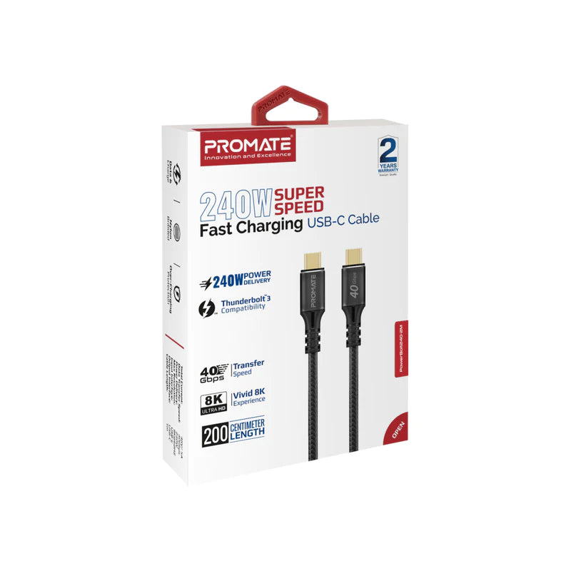 PROMATE 240W Super Speed Fast Charging USB-C Cable