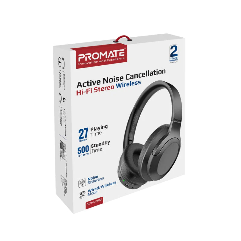 Promate Concord ANC High-Fidelity Stereo Wireless Headphones