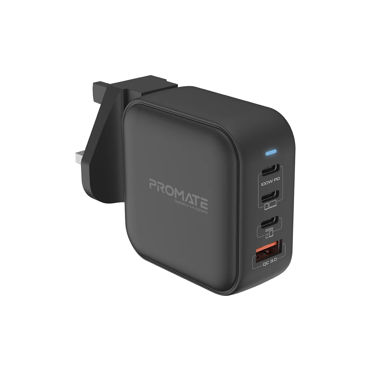 Promate GaNPort4-100PD Super-Fast 100W Dual USB-C Power Delivery Wall Charger Promate GaNPort4-100PD Super-Fast 100W Dual USB-C Power Delivery Wall Charger