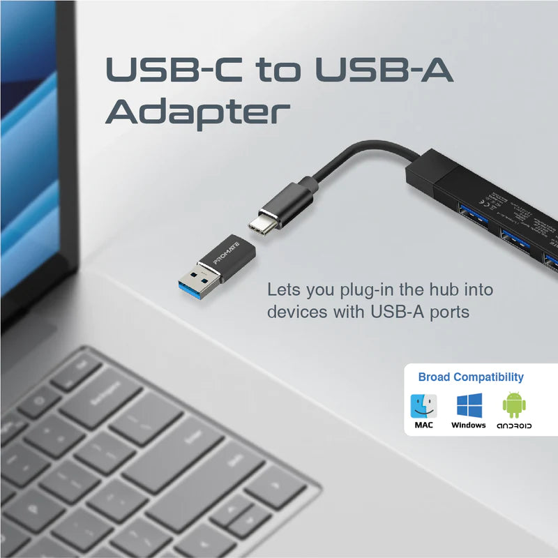 Promate 4-in-1 Multi-Port USB-C Data Hub
