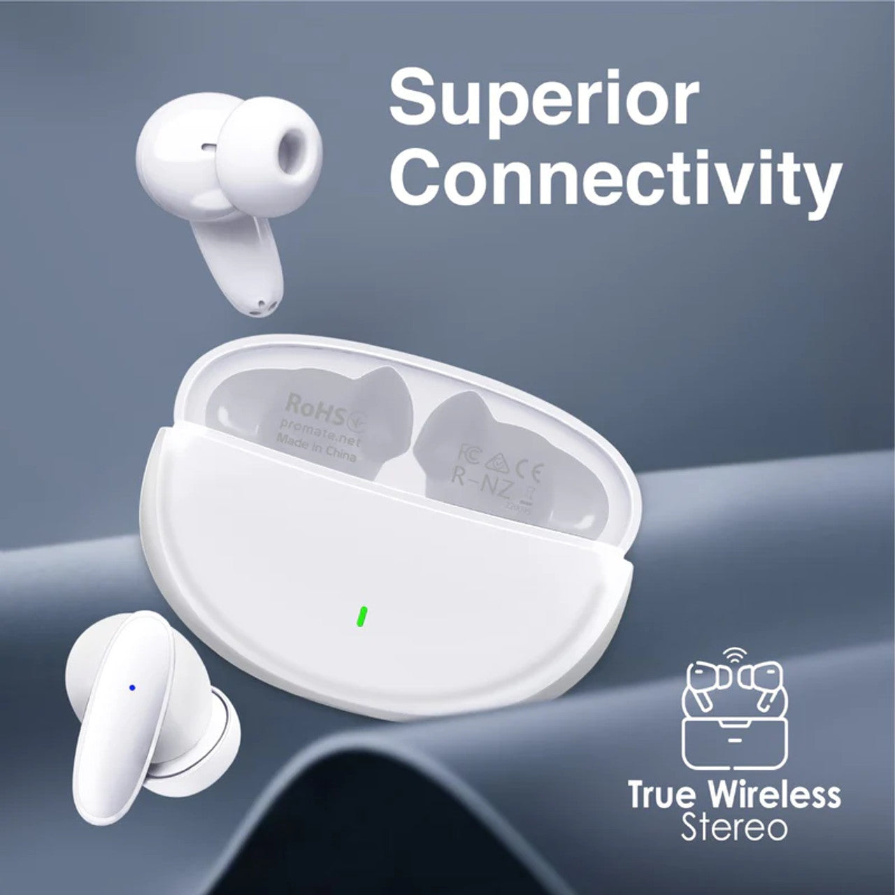 PROMATE Lush Acoustic In-Ear TWS Earphone - White