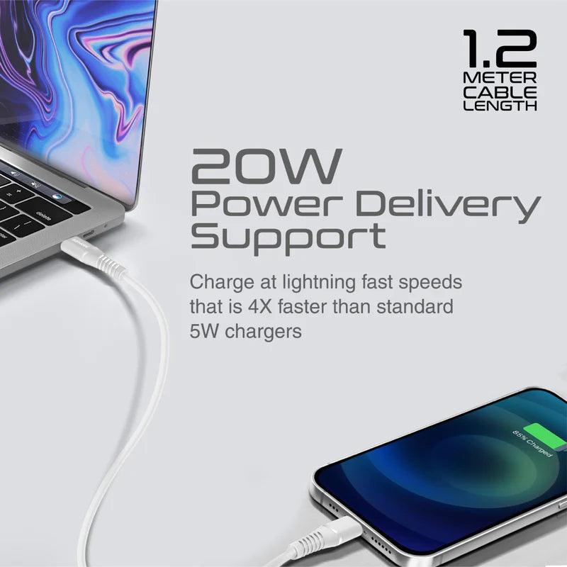 PROMATE 20W Power Delivery USB-C To Apple® Lightning Connector Cable