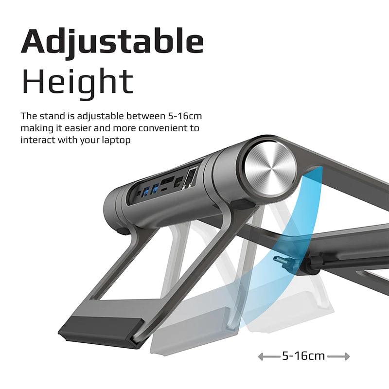 PROMATE PrimeBase-C 9-in-1 Multiport USB-C Hub with Laptop Stand