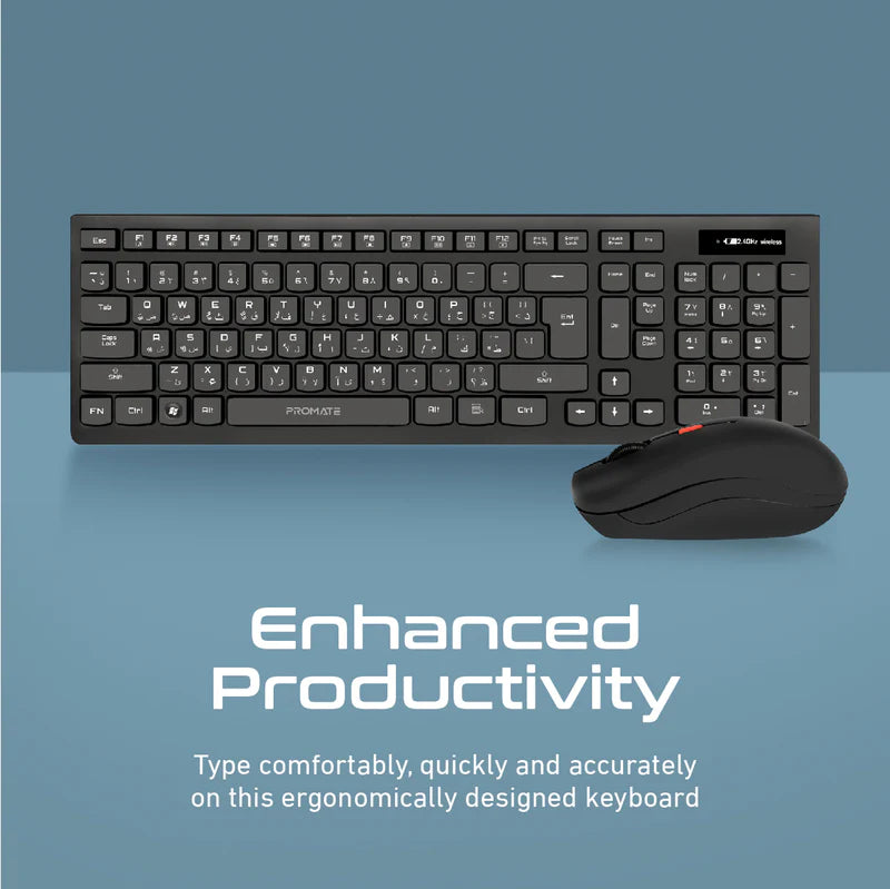PROMATE ProCombo-12 Sleek Profile Full Size Wireless Keyboard & Mouse