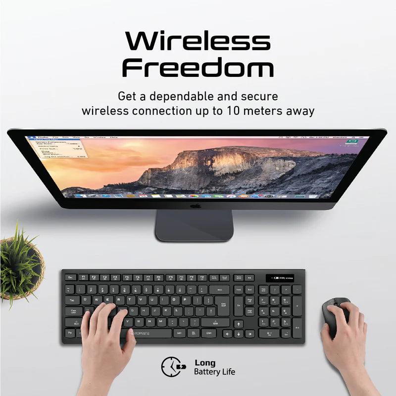 PROMATE ProCombo-12 Sleek Profile Full Size Wireless Keyboard & Mouse