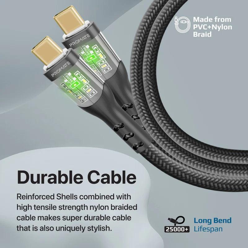 PROMATE TransLine-CC 60W Power Delivery Ultra-Fast USB-C Cable with Transparent Shells