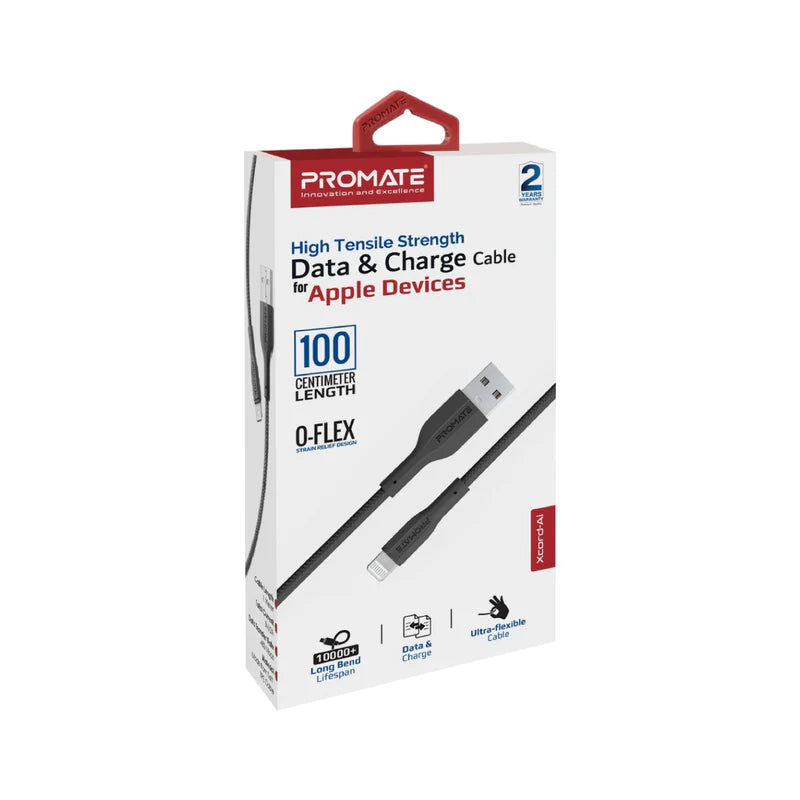 PROMATE XCord-Ai High Tensile Strength Data & Charge Cable for Apple Devices