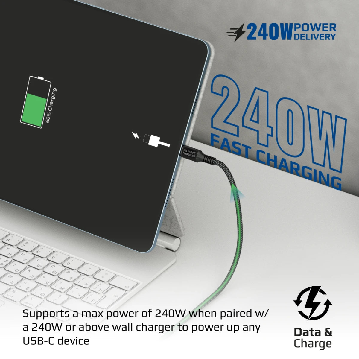Promate PowerBolt240-2M 240W USB-C Thunderbolt Cable Promate PowerBolt240-2M 240W USB-C Thunderbolt Cable