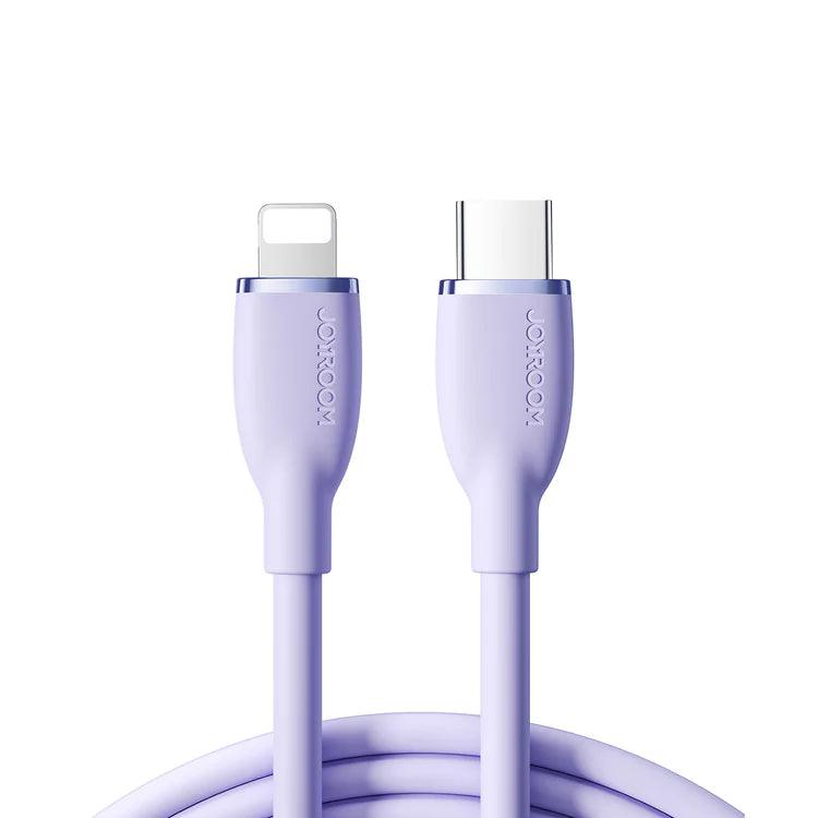 Joyroom S-A53 Cavo Di Ricarica Rapida 30W 2 Metri – Serie Fluorescente, Tipo-C E Lightning, Colore Beige