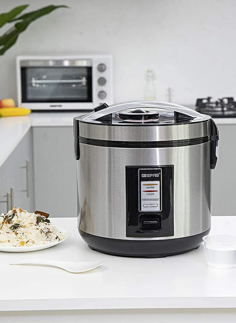 Geepas Rice Cooker 1.8L 700W Non-Stick Stainless Steel Geepas Rice Cooker 1.8L 700W Non-Stick Stainless Steel