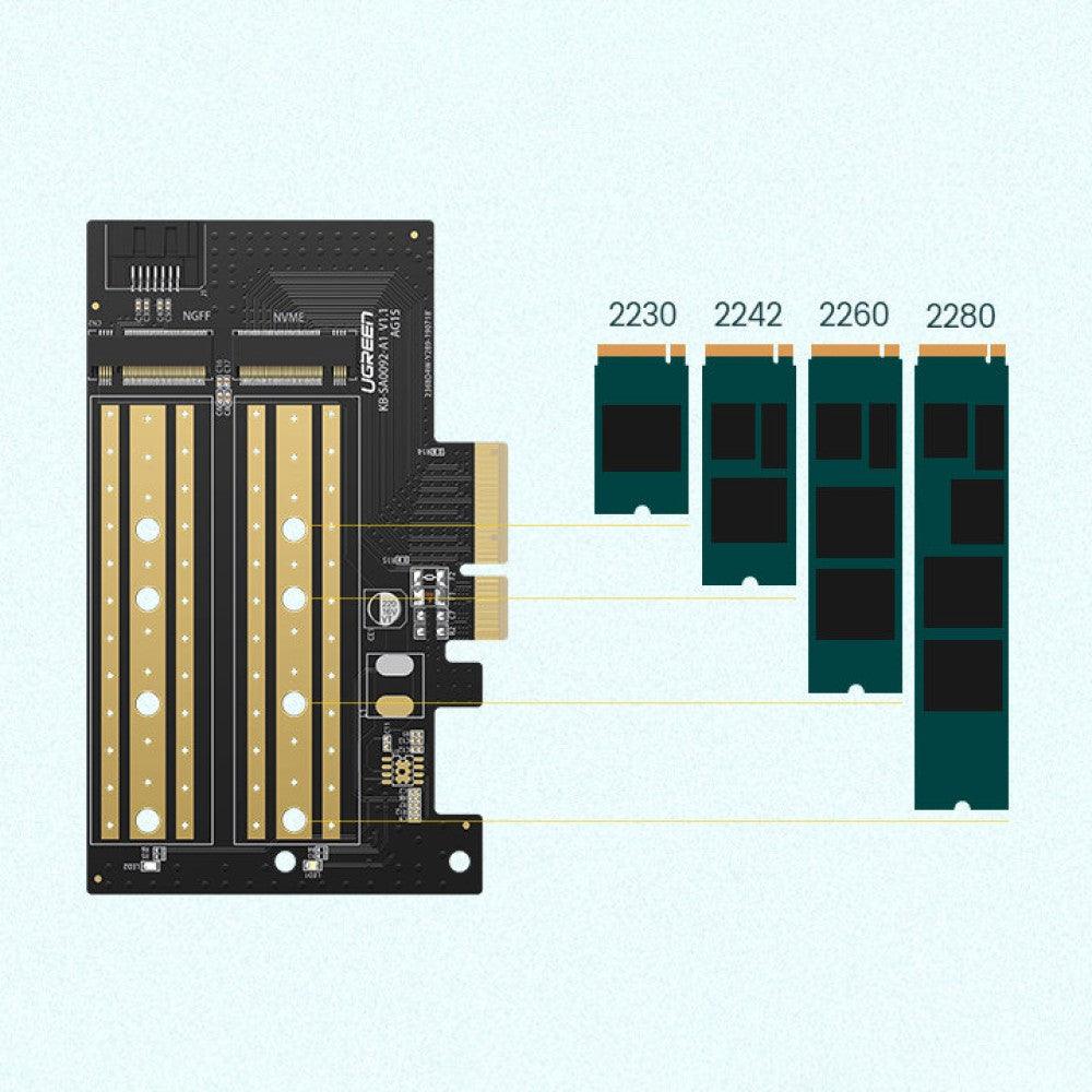 يوجرين M.2 M-Key/M-Key B إلى PCI-E 3.0×4 بطاقة التوسعة 70504