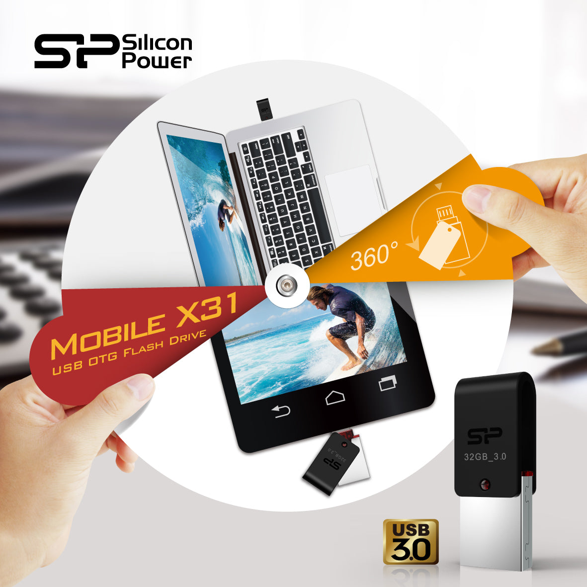 Silicon-Power OTG Micro Flash 32GB .Mobile X31