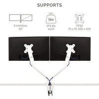 Fellowes Platinum Series Adjustable Dual Monitor Arm - White