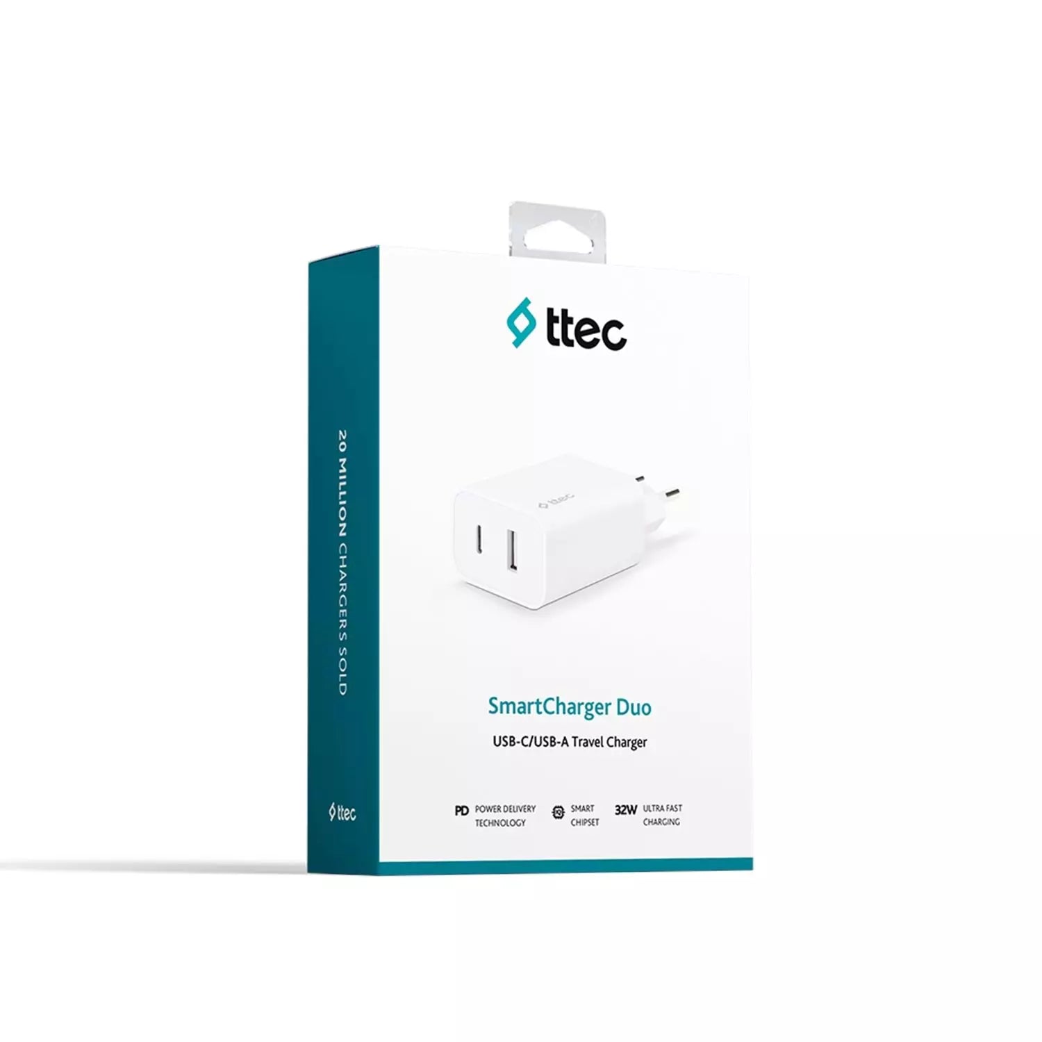 Ttec Smartcharger Duo Pd 32W Travel Fast Charger Usb-C Us - White