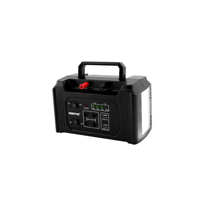Geepas GPS5593N Power Caster | Solar Panel | 2 High Power LED Lights | 4 LED with 5M Cable | Dual USB Charging Ports | Battery Indicator