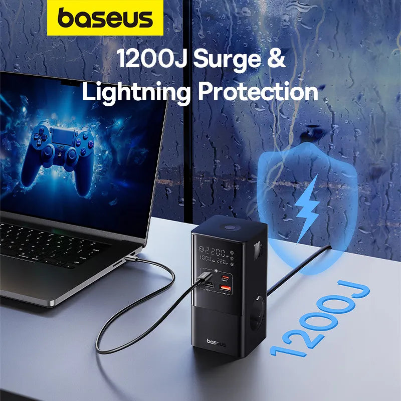 Baseus PowerCombo Tower Power Strip - 100W Multi-Port Charger Baseus PowerCombo Tower Power Strip - 100W Multi-Port Charger