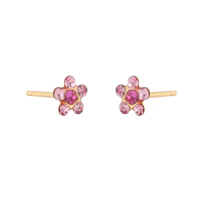 Studex Tiny Tips Fuchsia Flower Earrings 6023 – Safe for Kids